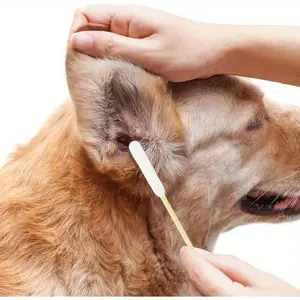 50/100/900pcs Pet Ear/Eye Cotton Swabs With Bamboo Handles, 6 Inches Long, Gentle Cleaning Solution For Dogs & Cats