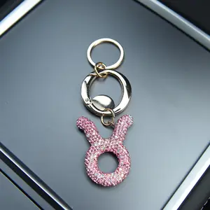 Elegant Bling Bling Keychain Jewelry with Rhinestone Letter Pendant, Zodiac Sign Lucky Charm Accessory, Perfect Gift for Women & Girls