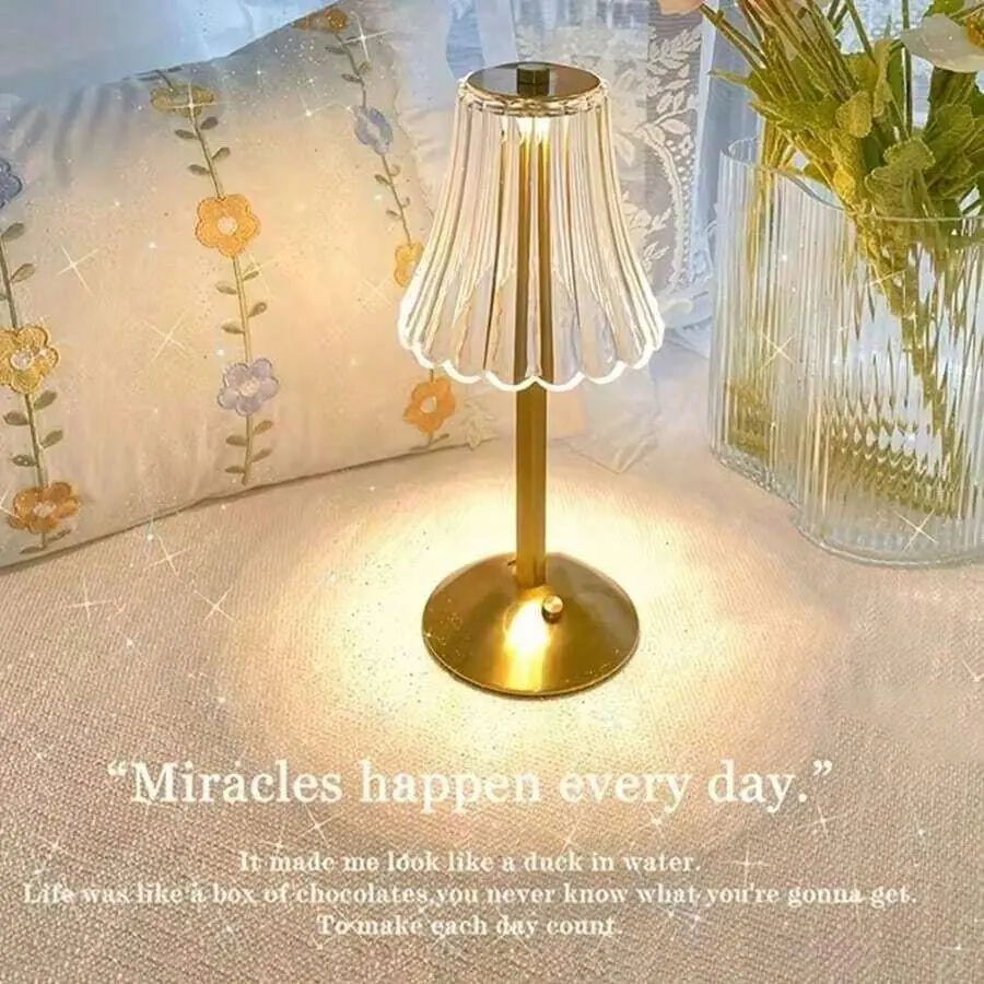 Decorative Light for Wedding, Party Holiday Activity, 4500mAh Rechargeable LED Crystal Decoration Lamp,3 Color Temperatures Dimmable Touch Control Mood Light, Gold Frame Decor Lamp for Valentine’s Day, Thanksgiving, Christmas & New Year Festive Home Decor