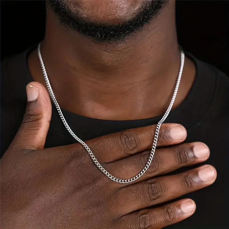Men's 3mm Titanium Steel Chain & Link Necklace, Sleek Elegant Design, Hypoallergenic Non-Fading - Ideal Father's Day Gift for Male Fashion Accessory Enthusiasts