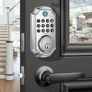 LNDU D280+H300Keyless Entry Door Lock with Handle Set, App Control with Keypad Deadblot with Handle,  100 Codes Front Door Keyless Entry Lock, Anti-Peeping Password, Easy to Install