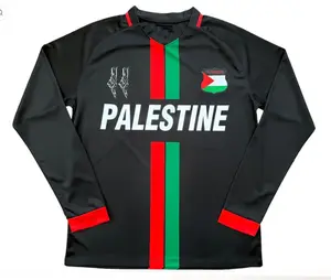Palestine Black Centre Striped (Red/Green English) L/S Football Shirt
