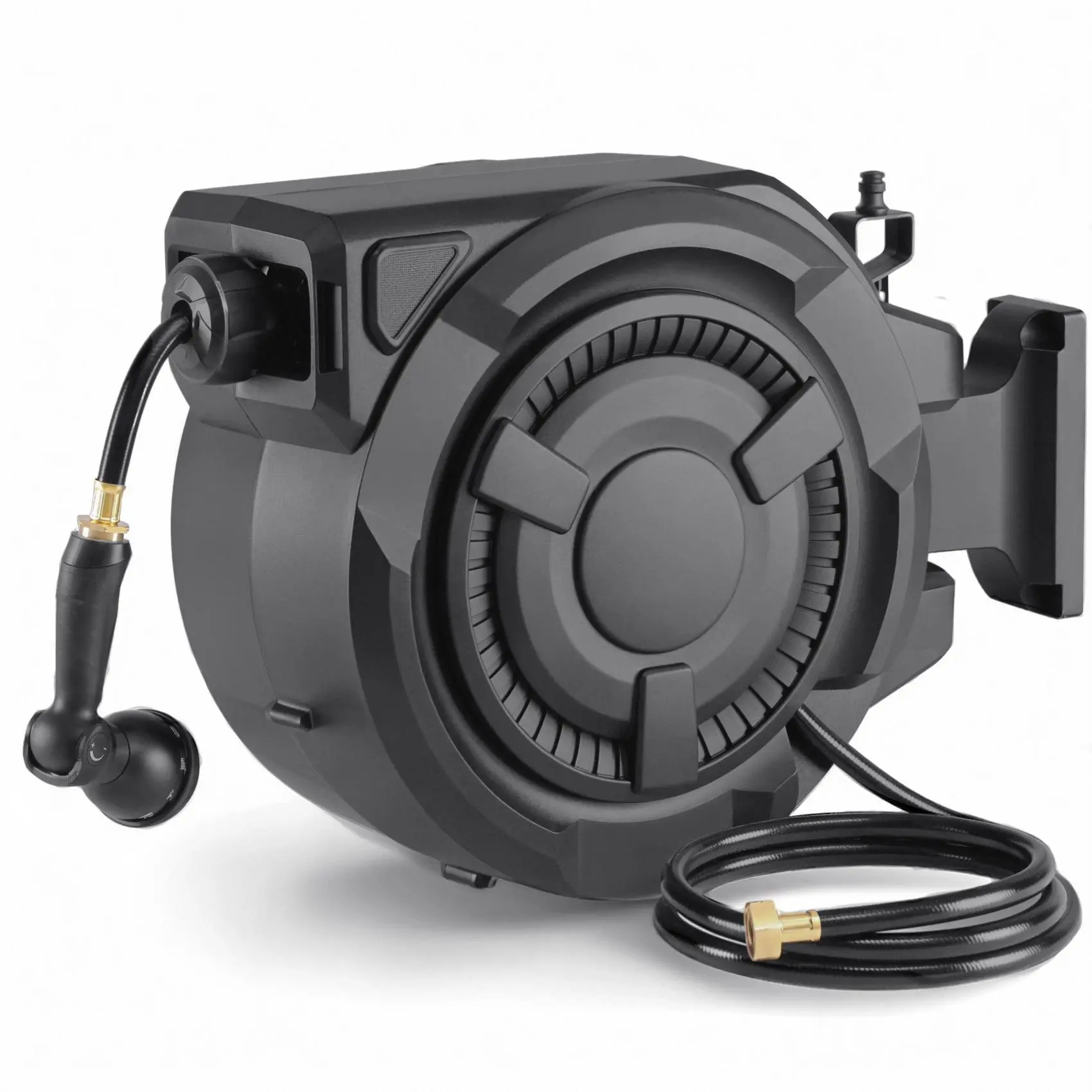 Retractable Garden Hose Reel 130 FT/100 FT/65 FT/50 FT, Durable Wall-Mounted Hose Reel with 10 Spray Modes, Auto Slow Retract System, 180° Swivel Mount, Wall-MountedAutomatic RewindLock at Any Length, #dealsforyoudays