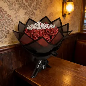 DIY 30 Pcs Glitter Roses Bouquet Set - Sparkle Wedding Flowers & Mother's Day Gift Ideas - Perfect for Anniversary Birthday Decor Party Centerpiece - Handmade Crafts for Adults