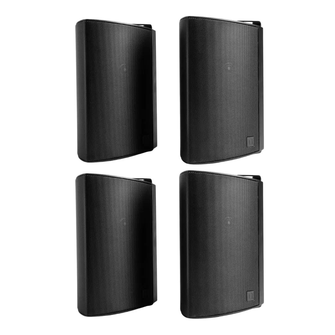 Definitive Technology Dymension AW-450 Weatherproof Loudspeaker System Bundle - 4 Wall-Mounted Speakers, IP66 Waterproof 2-Way Wired Surface-Mount, 4.5" Woofer, 1" Tweeter, Passive Bass Radiator (Black) for Year-Round Audio Use