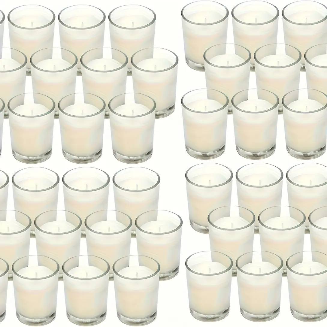 48-Piece Bulk Scented Natural Soy Wax Wish Candles - Warm White, Pastels, Metallic Accents for Home Decor, Weddings