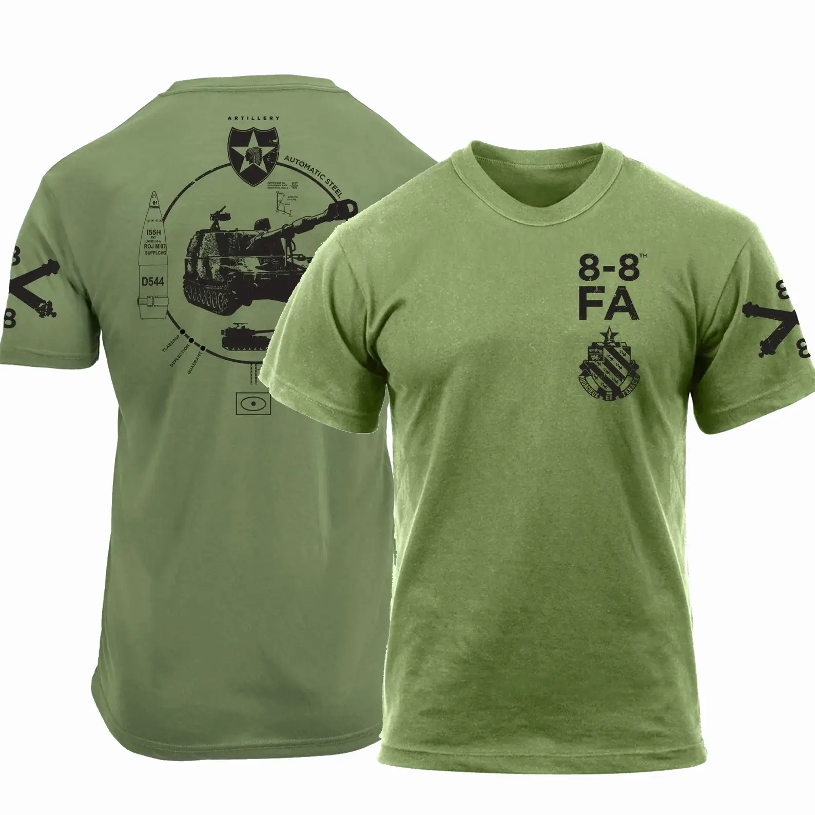 8-8 Field Artillery Shirts, M109 2nd Infantry Division Army Tee, former soldier T-shirt