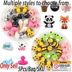3D Silicone Beads Kit, 5 Counts/set Cute Animal Design Beads, DIY Jewelry Making Supplies, Beaded Jewelry for Bracelet Necklace Earrings Pendant, Handmade Crafts Handicraft, DIY Beading Accessories