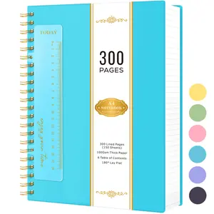 300 Pages 100GSM Thick Paper Lined Spiral Notebook, A4 College Ruled PVC Waterproof Cover Note Pad for School Work Home Travel, 8.27'' X 11.2 spiral  notebook