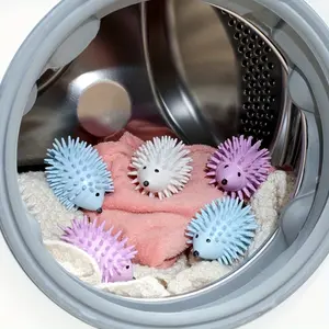 4/6-pack Reusable Hedgehog Laundry Balls, tangle-free, wrinkle-resistant plastic aid for washing machines and dryers, softens and cleans clothes, assorted colors, laundry accessories, Laundry products, textured surface, Various Laundry Needs