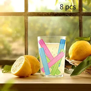 8PCS Vibrant Colorful Ice Sticks - Reusable, Non-Melting & Refreezable - Safe BPA-Free Plastic - Ideal for Drinks, Water Bottles, Whiskey, Wine & Coffee - Durable & Easy to Clean