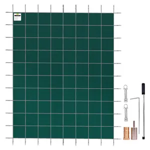 【Summervibes】VEVOR Pool Safety Cover Fits 16x32ft Rectangle Inground Pools, Safety Pool Cover with Drainage Holes, Mesh Solid Pool Cover for Swimming Pool, Winter Safety Cover, Green