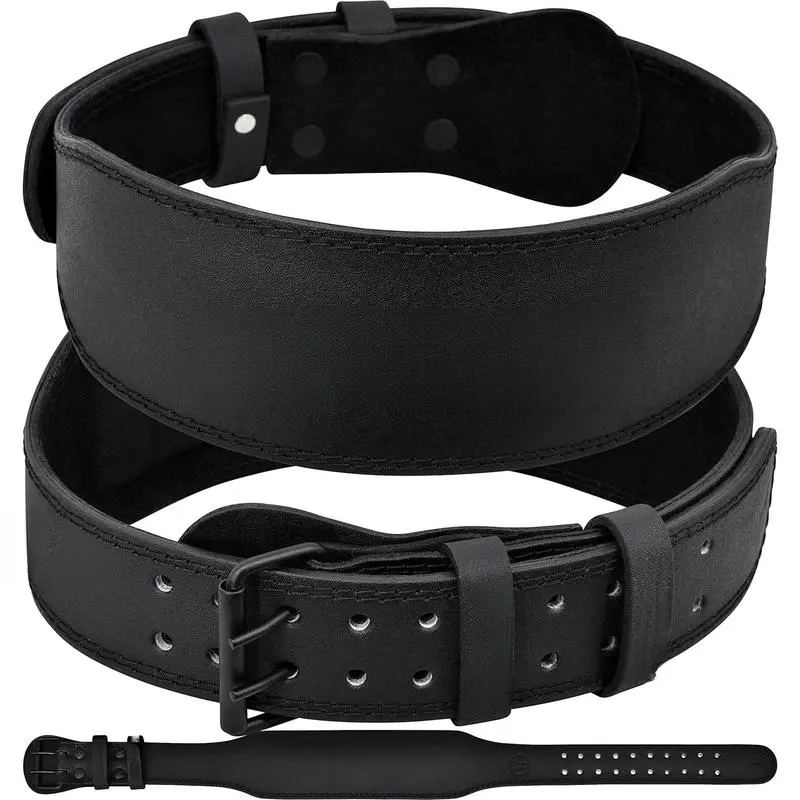 Weight Lifting Belt Gym Fitness, Cowhide Leather, 4" 6" Padded Lumbar Back Support, 10 Adjustable Holes, Weightlifting Powerlifting Bodybuilding Deadlift Squat Workout Strength Training, Men Women