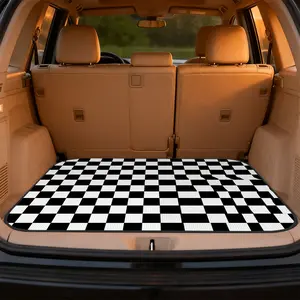 1pc, Vehicle Cargo Floor Mat with Warped Checkered Illusion artwork, universal trunk liner for SUV, sedan, or wagon, convenient for pet-friendly travel, work runs, picnic storage, and personalized vehicle styling, Car Floor Mats | Auto Cargo Mat