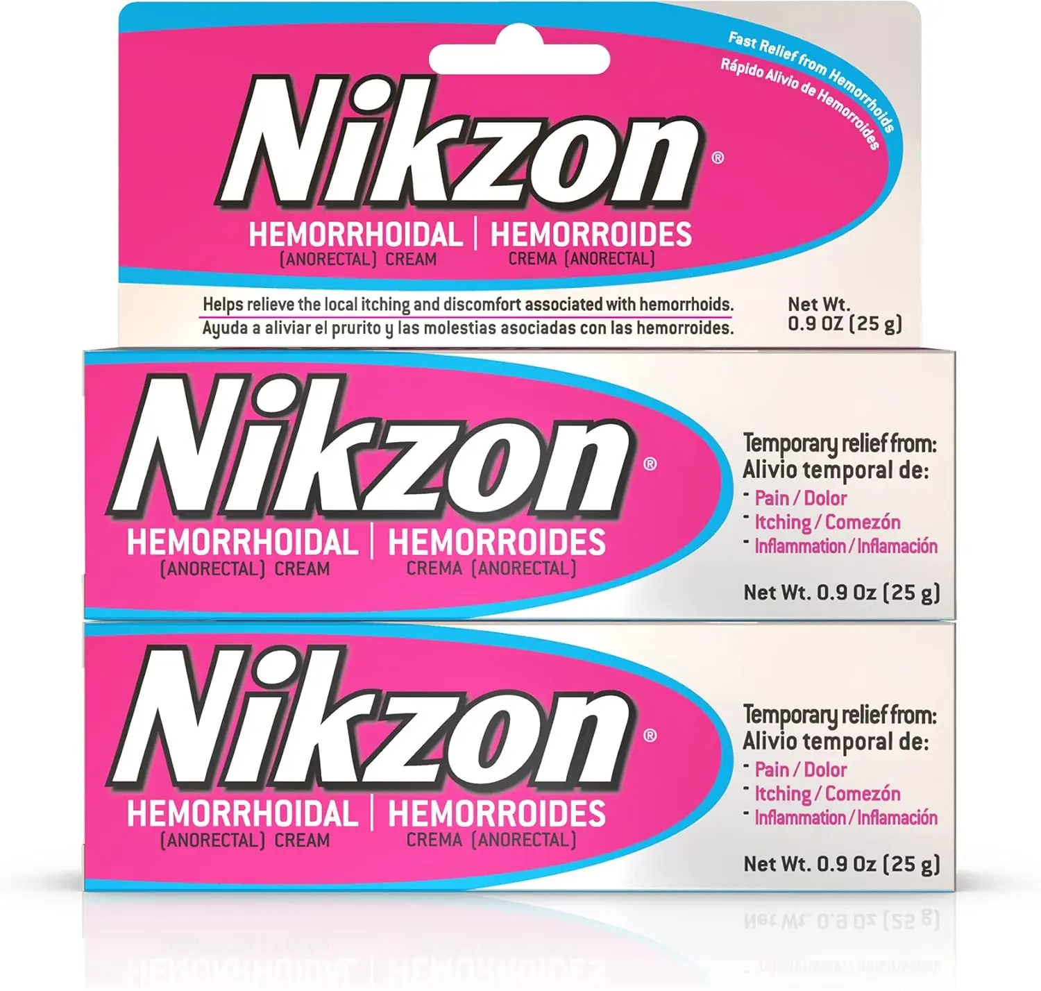 Nikzon Hemorrhoid Treatment Cream - Fast-Acting Healthcare Therapy for Adults (US), Anesthetic & Vasoconstrictor for Itching, Burning, Swelling Relief, 2 Pieces (0.9 oz Each), Pain Reliever