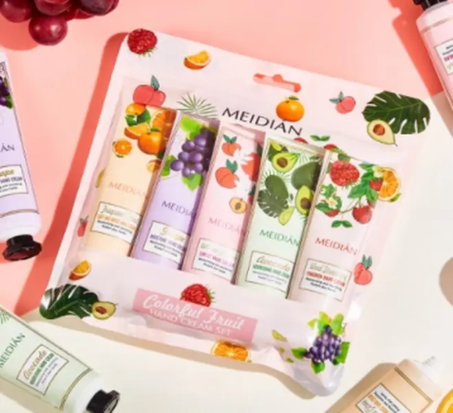 5-Piece Scented Hand Cream Gift Box - Lightweight, Moisturizing Travel Size Lotion for Dry Hands Care, for Women & Girls, Fruity, Five Pieces