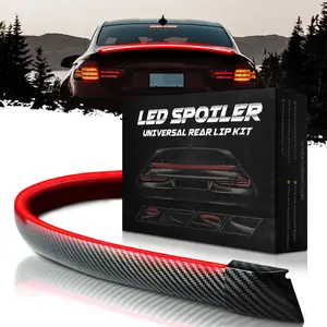 DIBMS Carbon Fiber Car Tail Light, LED Light Strip with Multiple Light Modes, Car Brake DRL Decoration Light, Turn Signal LED Car Tail Light,Carbon Fiber LED Light-Up Car Spoiler. Carbon Fiber LED Car Tail Light