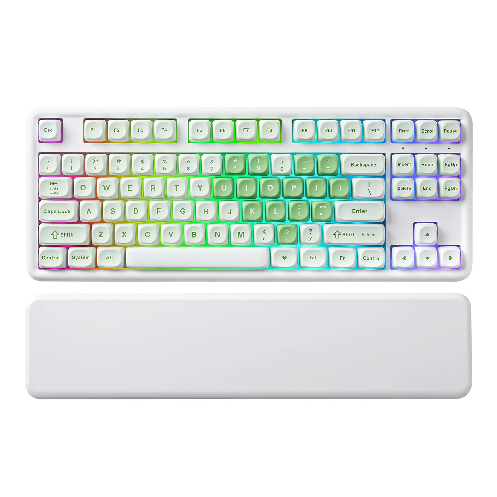 YUNZII B87 Matcha Heart QMK/VIA Wireless Mechanical Keyboard, TKL Layout 87 Keys, BT/2.4G/USB-C, Hot Swap Gasket Mount RGB Backlit Gaming with Wrist Rest for Win/Mac