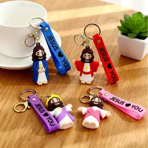 2pcs Nemi Jesus Cartoon Keychain Mini Dolls - Cute Soft, Cool Christian Faith Sports & Outdoor Protective Accessories, Women’s Ideal Christmas Gift, Keyring Bag Ornament, Cute Soft Keychains, Cool Keychains