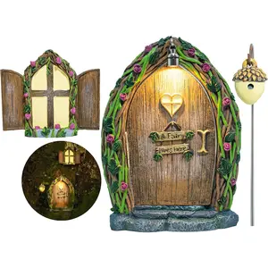 Opening Fairy Door and Window with Light, Fairy Doors for s Outdoor, Fairy Door, Fairy House Kit, Fairy Garden Decor, Fairy Doors, Fairy Garden Decor, Fairy Garden Decorations, Garden Fairy