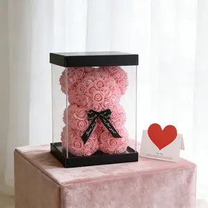 Viral Rose Bear Gift Box Artificial Eternal Flower Decorative Fake Flower | Perfect Gift for Valentine’s Day/Mother’s Day/Anniversary/Wedding/Birthday + Valentine’s Proposal Party Decoration Essential, Must-Have 2026