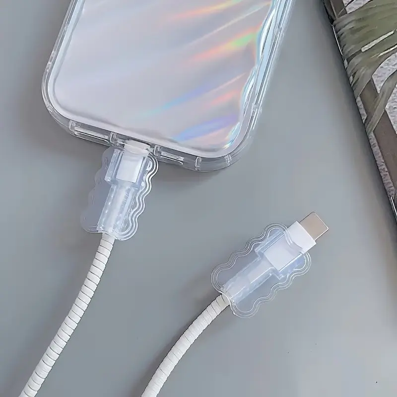 10-Pack Transparent Data Cable Protectors, Durable Tpu Charging Line Guards, Arc Design for Wear Resistance, Ideal for Heavy Use