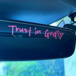 3PCS Trust in God Car Sticker, Car Rearview Mirror Decal, Inspirational Vinyl Sticker, Ideal Christian Gift  (black+white+pink)