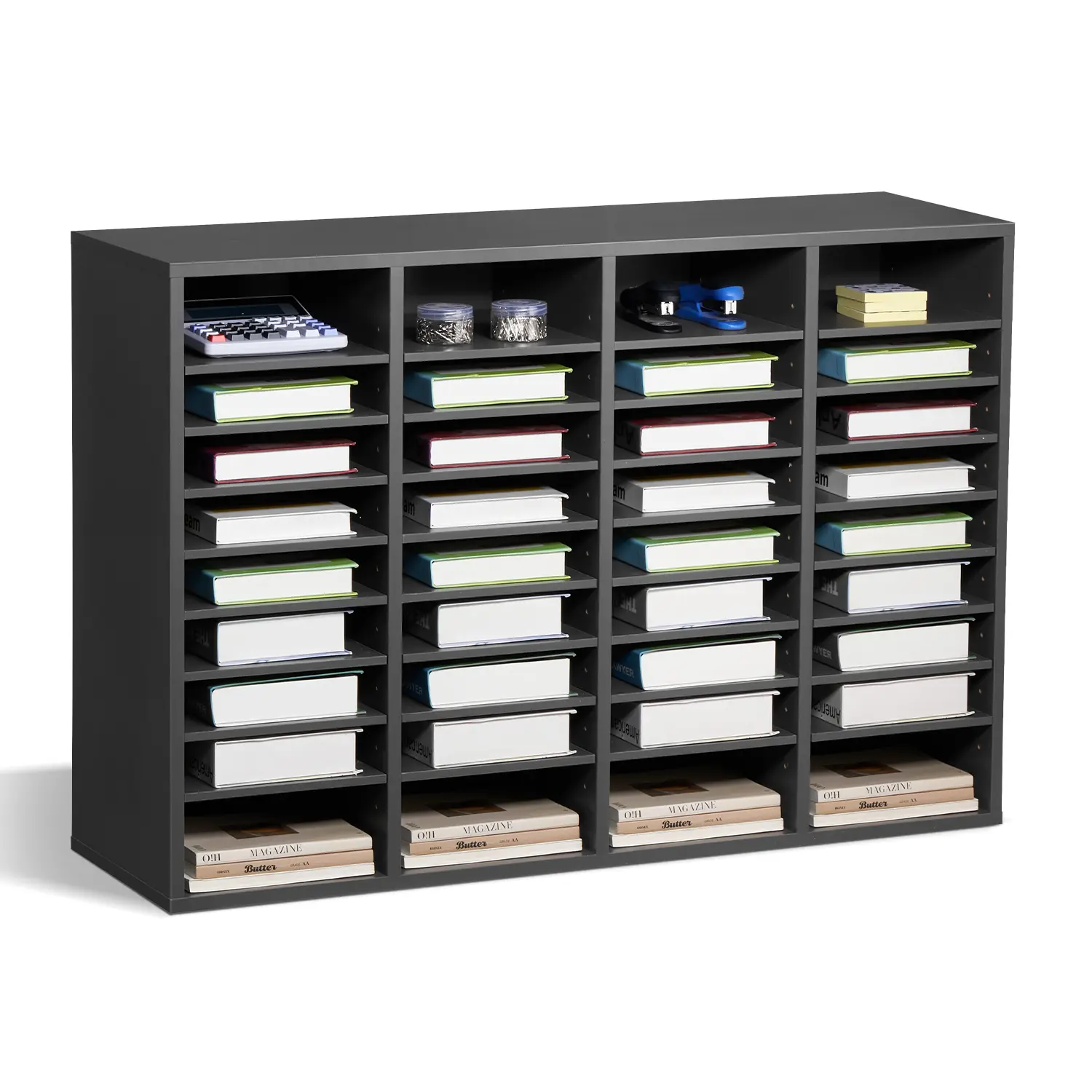 VEVOR 36-Compartment MDF/P2 Board Wooden Literature Organizer, EPA Certified Office Mailbox with Adjustable Shelf Height, 22 lbs per Shelf, 500 Sheets Capacity, 9.2x11.1x2.2 In File Sorting Storage, Easy to Clean, Ideal for Office, Classroom, Grey, 9.2X11
