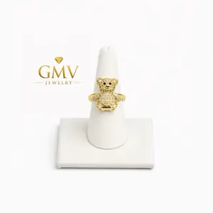 GMV Jewelry Teddy Ring 316L 14k Gold Plated Adjustable Ring for Daily Use Non Tarnished Fashion Accessory