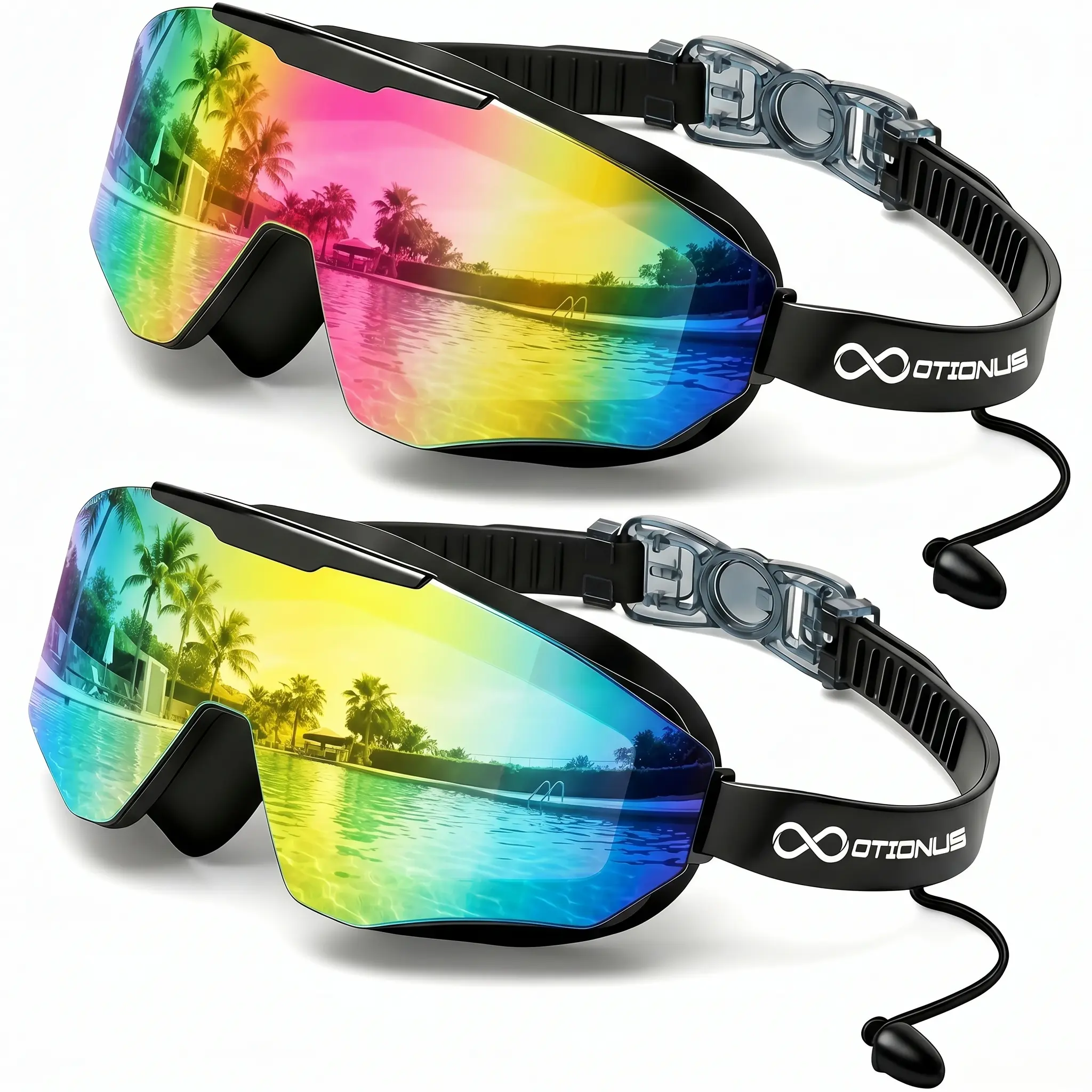 [Deals For You] Otionus 2 Pack Swim Goggles Adult, Frameless Wide View Swimming Goggles for Men Women, Anti-Fog UV Protection No Leak Pool Goggles with Attached Earplugs for Lake,Beach, Summer Party#tiktokshopsummersale