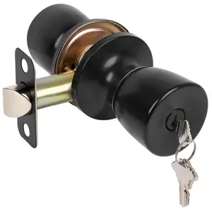 Door Knob with Lock and Key, Matte Black Door Knobs Exterior Door Knob for Bedroom and Bathroom, Keyed Entry Door Knob Interior, Stainless Steel Door Handle,1 Pack
