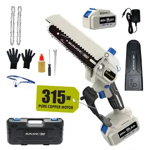 Sun Joe Mini Chainsaw 6-Inch Cordless -Lightweight One-Handed Electric Pruning Saw for Men & Women, Seniors, Gardening, Camping, Firewood - Replacement Chain + Charger + Oil + Gloves + Hardshell Case Included | Gift Idea
