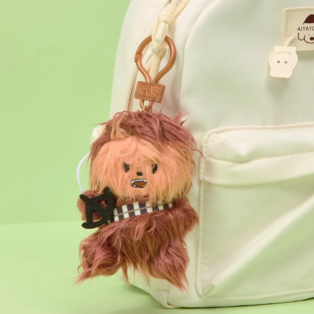 MINISO Star Wars Series Chewbacca Plush Toy Hanging Ornament - Unisex (Ages 12+), Long Fur, Quirky Design, Cute Charm Accessory, Decorative Accessories, Back To School Stuffed Toy