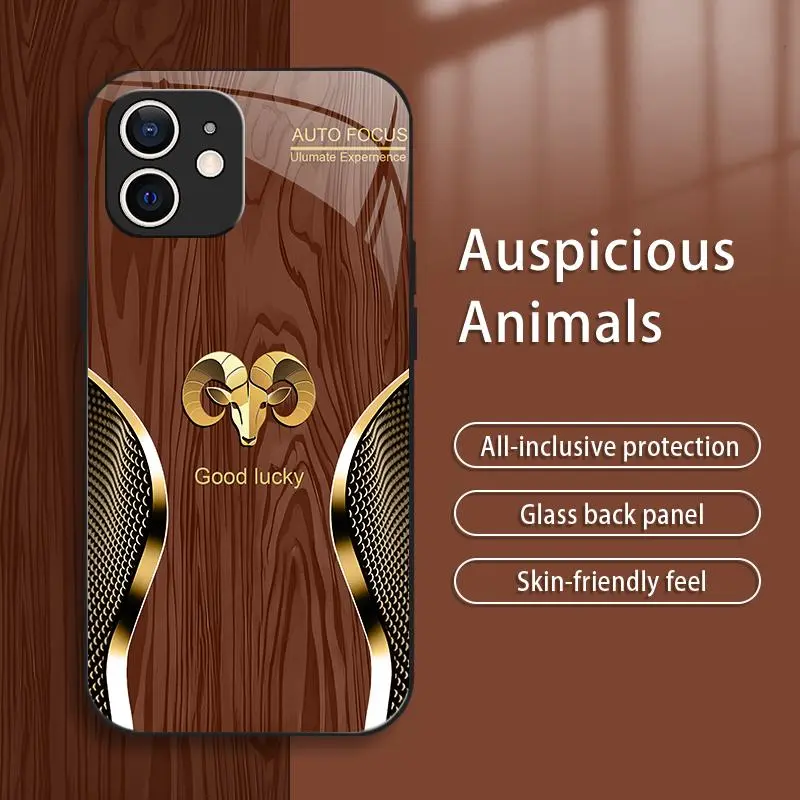 iPhone 11 Smartphone Case - High-End Luxury Wood Grain Zodiac Design, Business-Simple Style, Explosion-Proof, Anti-Fall, Anti-Fingerprint, Affordable Handheld Cellphone Protection Device 995