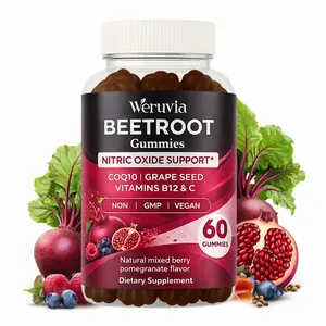 Beetroot Gummies — A Beetroot Supplement Enriched with CoQ10, Grape Seed Extract, Vitamin C, B12, and B3 — Nitric Oxide Gummies to Promote Blood Circulation — A Beetroot Product for Energy Support and Immune Boosting