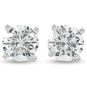 2 Ct 14k White Gold Moissanite Screw Back Studs 6mm