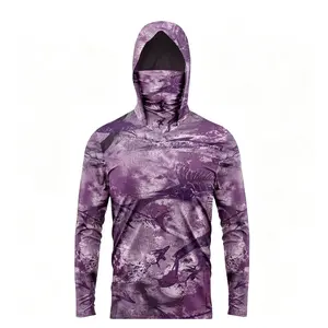 Men's hooded fishing jacket with dust mask and UV protection UPF 50 lightweight fishing jacket Breathable Fashion tracksuits men tops athleisure Hoodies