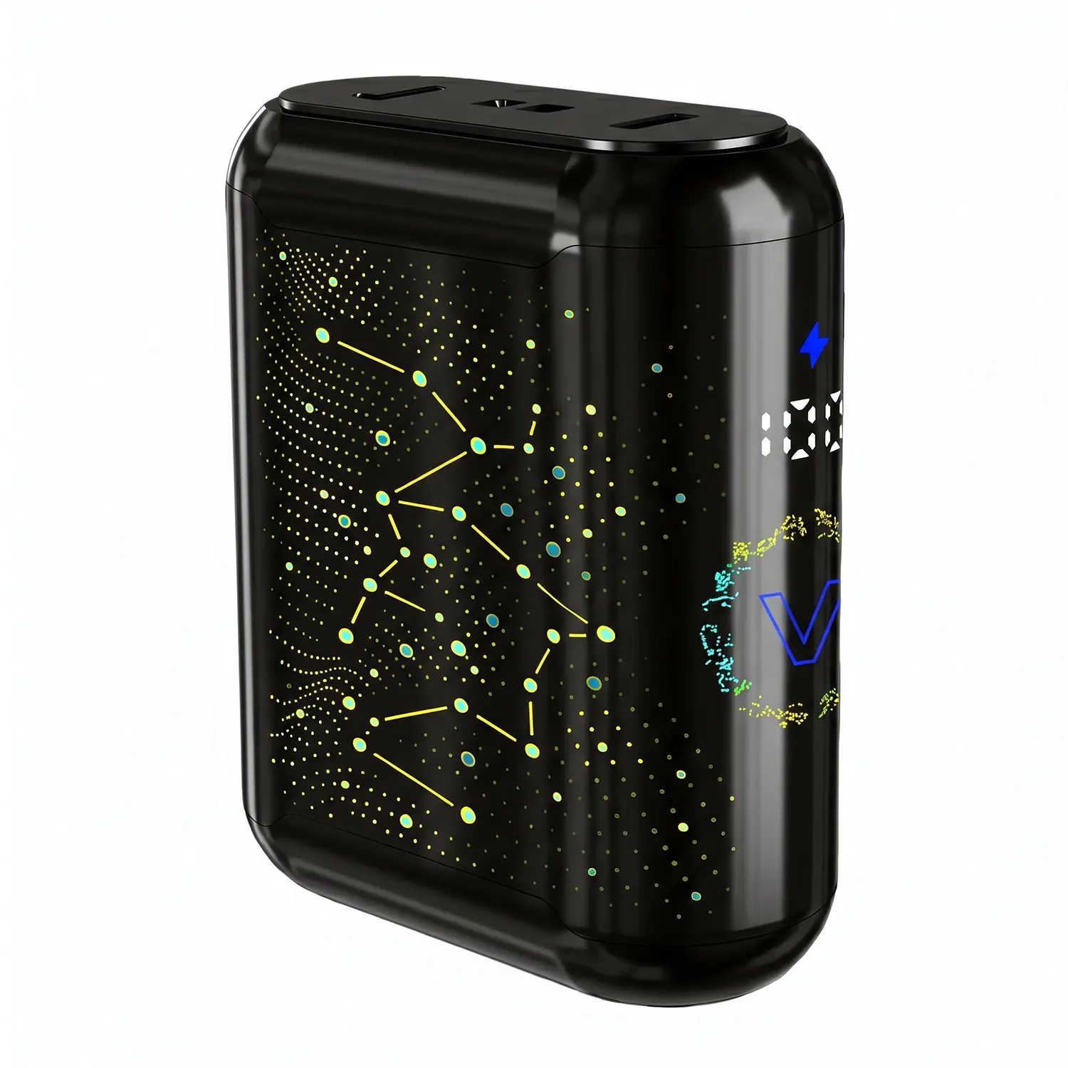 5000mAh Portable Charger (5000-10000mAh Range), 22.5W Speed Fast Charging Lithium-Ion Pocket-Sized Power Bank with USB-C Cables, LED Indicator, Starry Sky Neon Aesthetic Lighting, for Smartphones Devices (iPhone, Samsung) - Travel Essential Gift
