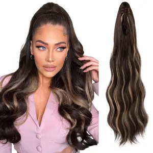 VASILIA 22-Inch Wavy Ponytail Hairpiece Artificial Curly Clip-On Hairpiece Women's Long Wavy Ponytail Hairpiece Curly Ponytail Hairpiece Synthetic Women's Hairpiece Hairstyle Length Extension