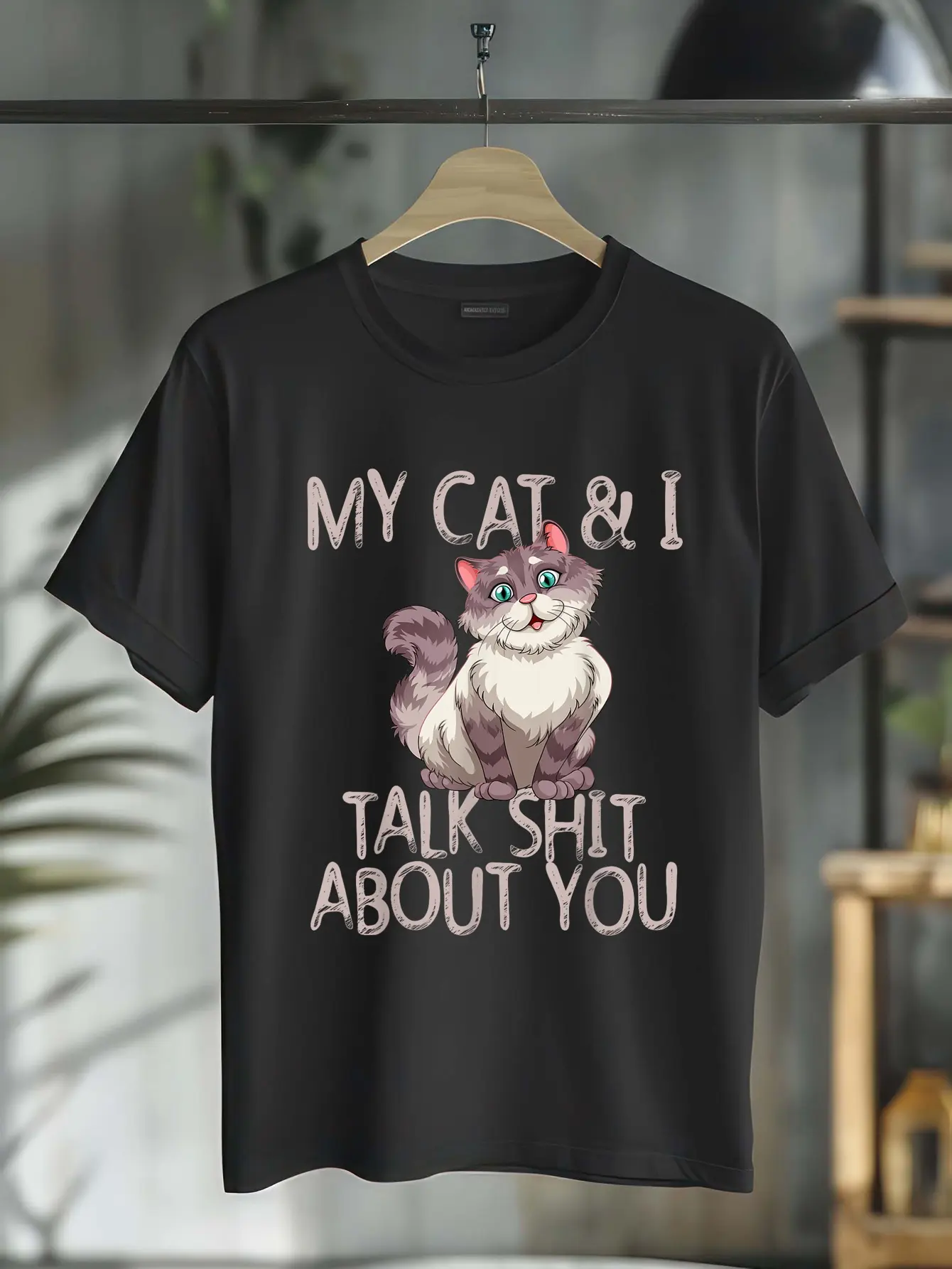 100% Cotton My Cat And I Talk About You Funny Cat Lover & Owner T-Shirt