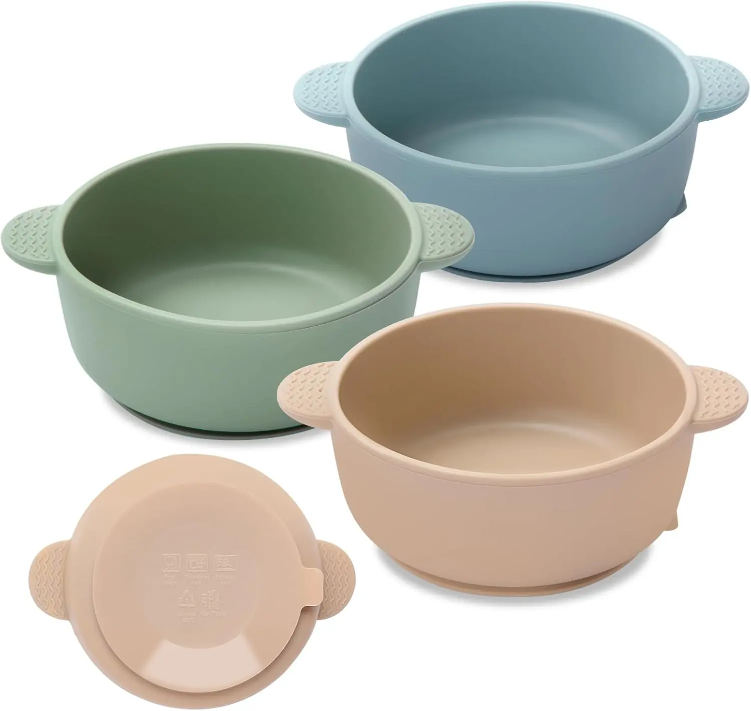 3 Pack Baby Bowls with Suction – Soft Silicone, BPA Free, Toddler Food Bowls