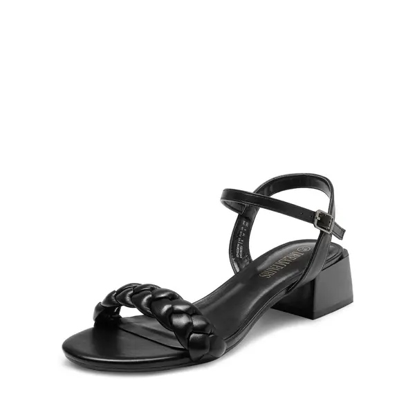 DREAM PAIRS Women's Braided Strap Block Chunky Heel Sandals, Soft Leather Footwear with Stylish Design, Women's Fashion Shoe,summervibes, Wide Feet Sandals