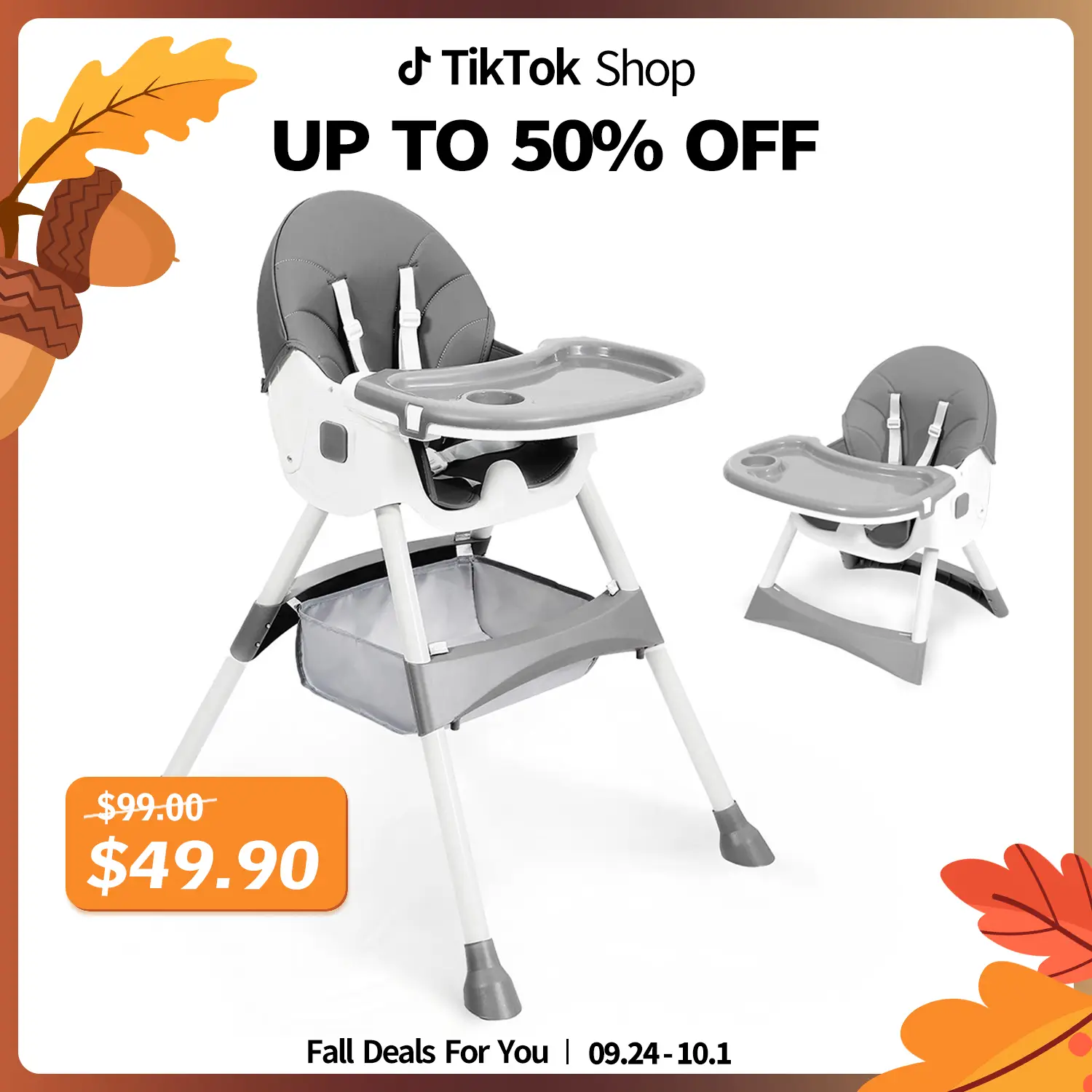 Baby High Chair 6 in 1 Convertible High Chair with 5-Point Safety Harness, Adjustable Dining Tray, Easy to Clean Surface, Robust Design