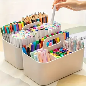 5-Compartment Desk Organizer with Handle - Portable Storage Basket Suitable for Pencils, Pens, Markers, Highlighters - Desktop Organizer Box for Office Stationery Supplies, - Multi-Functional Holder for Writing Supplies