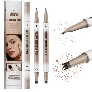 Double Ended Freckle Pen Stamp and Microblade Tip 2-in-1 Creates Natural Freckles in Seconds Long Lasting Smudge Proof Water Resistant Natural Beauty Effortless Charm Precision Drawing Filling Casual Outdoor Photoshoot