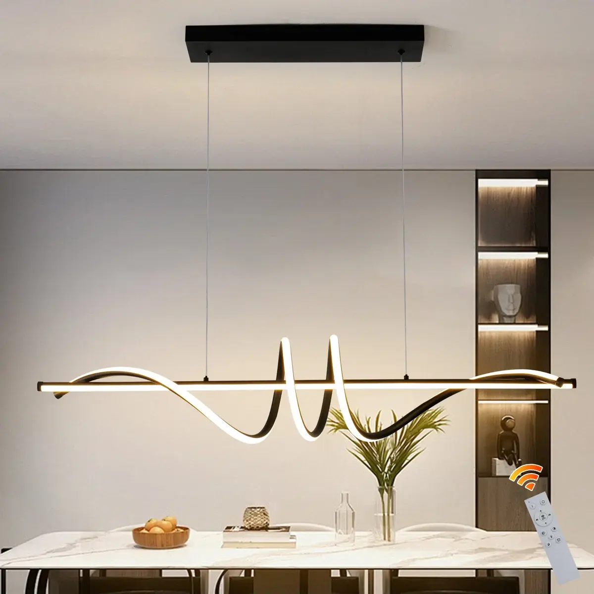 Garwarm Modern LED Pendant Lights, 39in Chandelier Dimmable with Remote Control, LED Dimmable Lighting Lamp Fixture for Dining Room, Kitchen Island