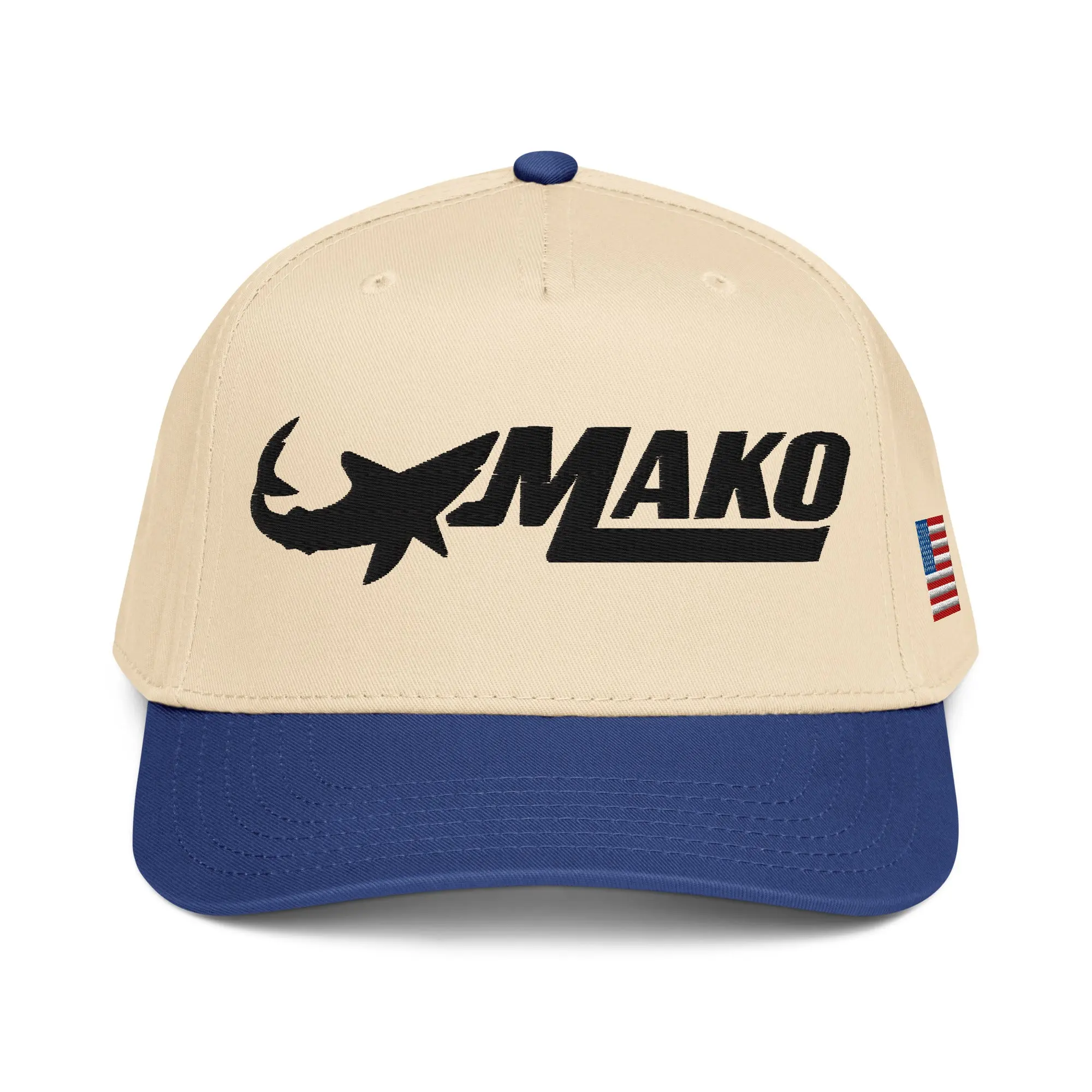Unisex Structured Cap with American Flag - Adjustable 6-Panel Boating Hat, Embroidered in the USA, Made-to-Order, Cotton Twill, Offshore Fishing, Logo+Flag, Adjustable Snap, Baseball Cap, Snapback Hats, Men's Hats Snapback