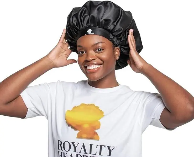Double Layer Satin Bonnet for Women Sleeping, Adjustable Haircare Cap for Natural Curly Hair to Prevent Frizz & Lock Moisture, Frizz-Free
