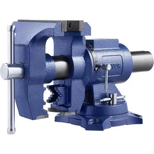 Heavy Duty Bench Vise, 6-1/2" Jaw Width, 5" Max Jaw Opening Multi-Purpose Ductile Iron Bench Vise with Anvil, 360 °   Swivel Base Head, 3" Throat, 5620 lbs Clamp Force, for Pipe Repairing