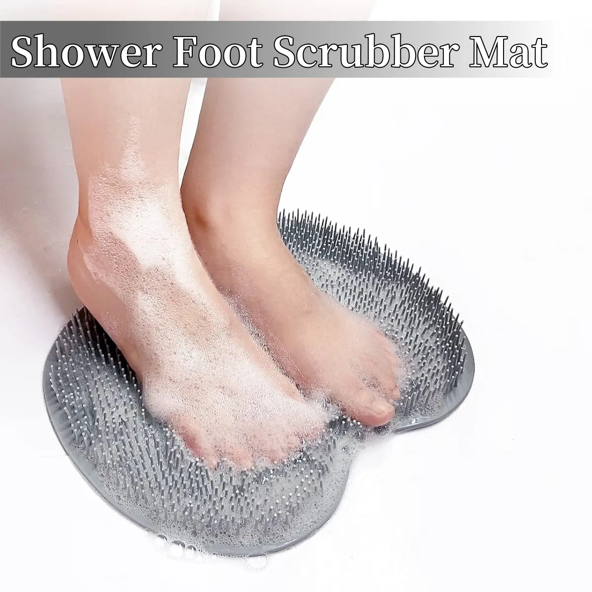 Silicone Shower Foot Scrubber Mat,Back & Feet Cleaning Pad,Shower Massage Soft Bristles Exfoliating Scrubber,Wall Mounted Slip Suction Cups for Use,Bathroom Bathing Accessories